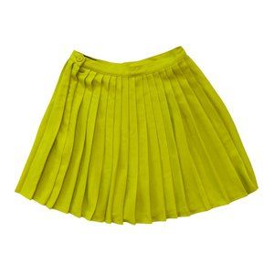 American Apparel Neon Green / Yellow  Pleated Gabardine Mini Skirt Women's XS
